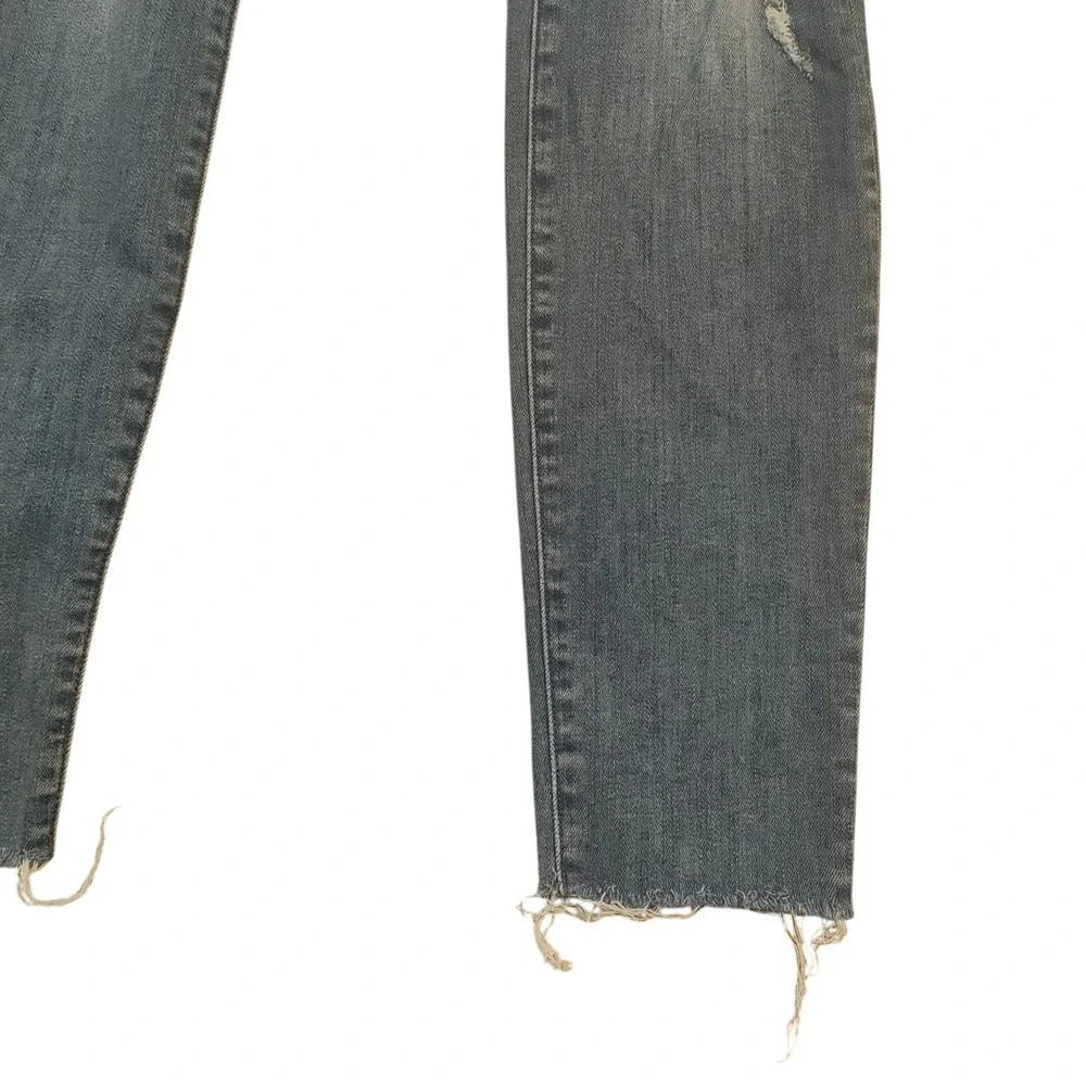 Mother The Pixie Fray Jeans Mid Rise Denim Distressed Skinny Button Fly Blue 25